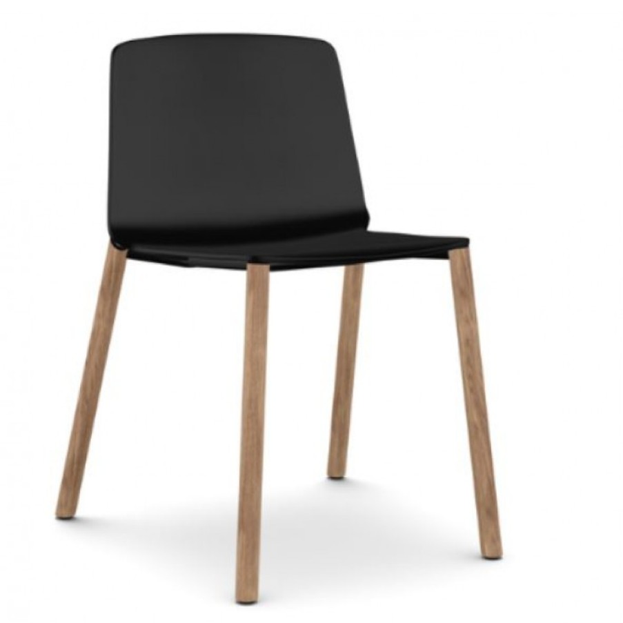 Meubelen Meubelen Stoelen | Kristalia Rama Stoel Zwart/Eik Cm 54 X 55 X H75