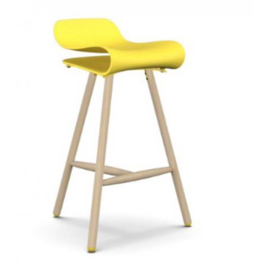 Meubelen Meubelen Barstoelen | Kristalia Bcn Barstoel Geel/Beuk Cm 54 X 52 X H78