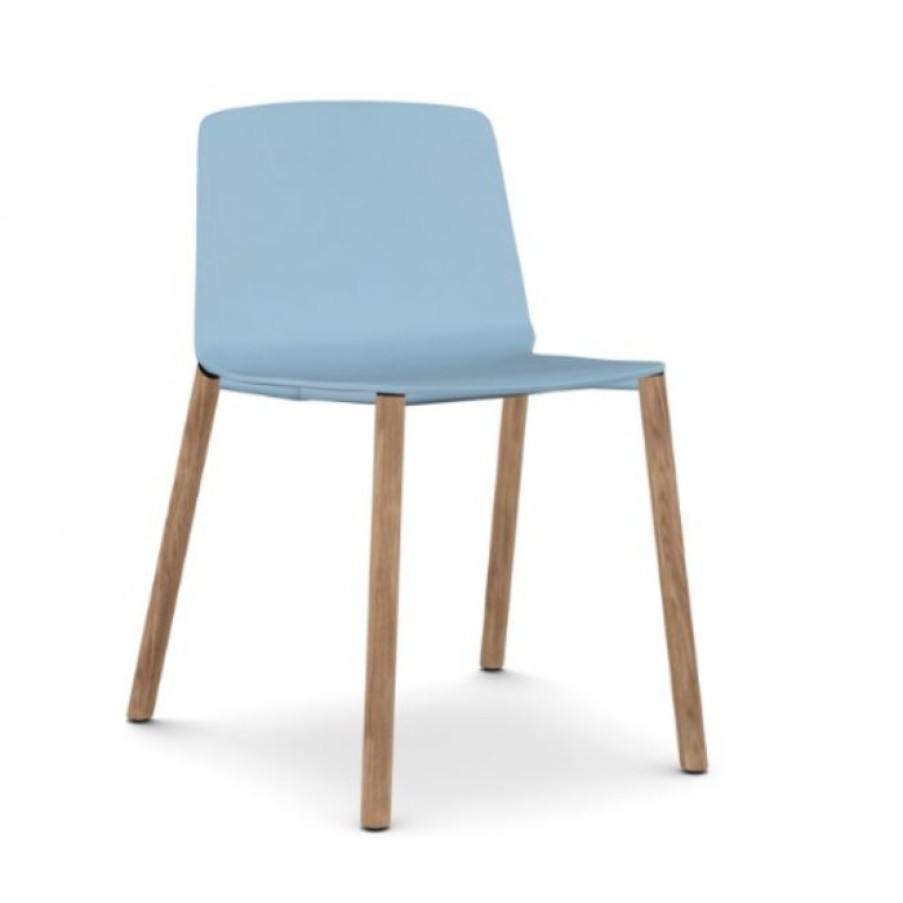 Meubelen Meubelen Stoelen | Kristalia Rama Stoel Lichtblauw/Eik Cm 54 X 55 X H75