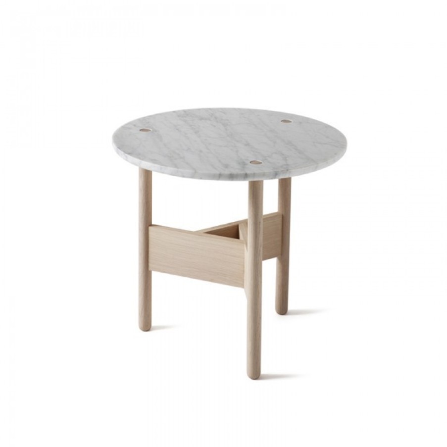 Meubelen Meubelen Bijzet- En Salontafels | Atipico Tafel Orbital Eik/Carrara Rond Small Cm Dia50 X H45