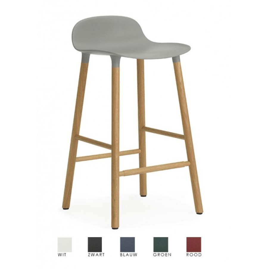 Meubelen Meubelen Barstoelen | Normann Copenhagen Form Barstoel Eiken Poten Set Van 2 Cm 42,2 X 40,8 X H77