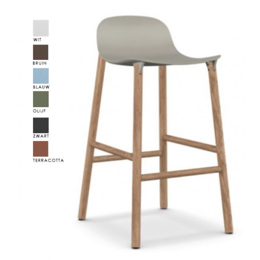 Meubelen Meubelen Barstoelen | Kristalia Sharky Barstoel Eiken Poten Cm 44 X 50 X H81