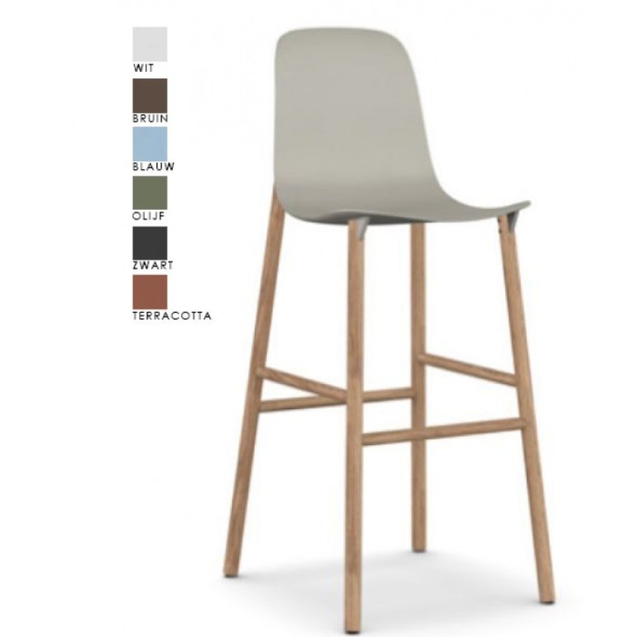 Meubelen Meubelen Barstoelen | Kristalia Sharky Barstoel Eiken Poten Cm 48 X 55 X H100