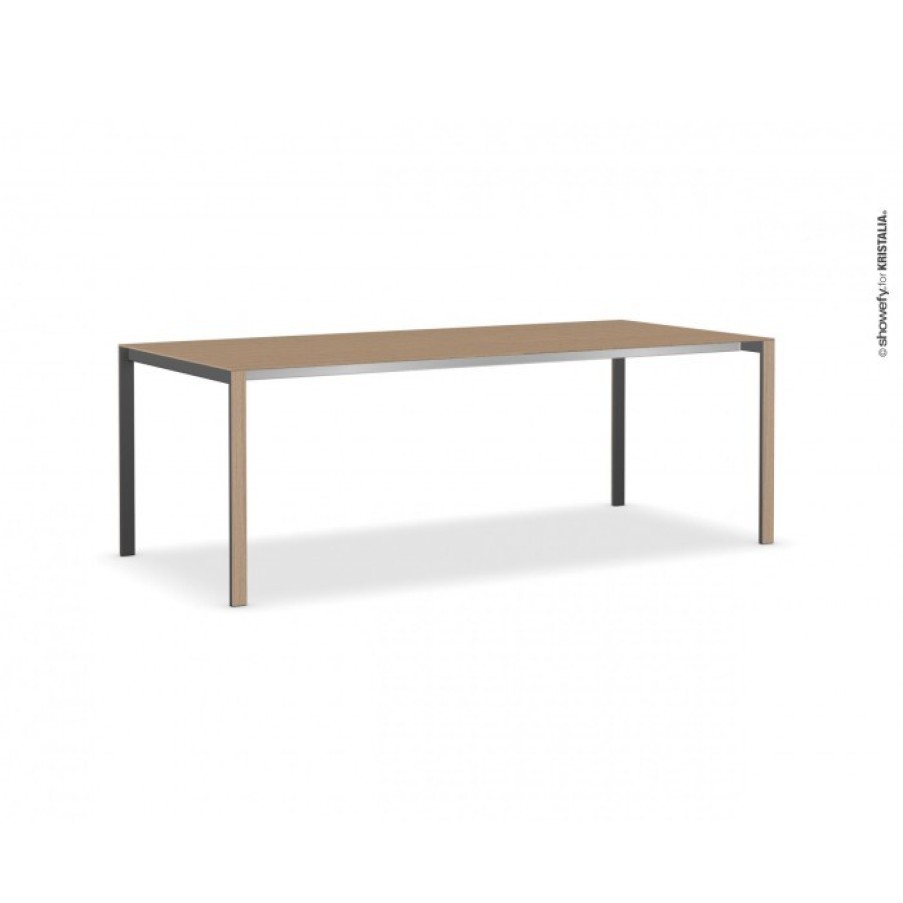 Meubelen Meubelen Eettafels | Kristalia Thin-K Longo Tafel Zwart/Eik