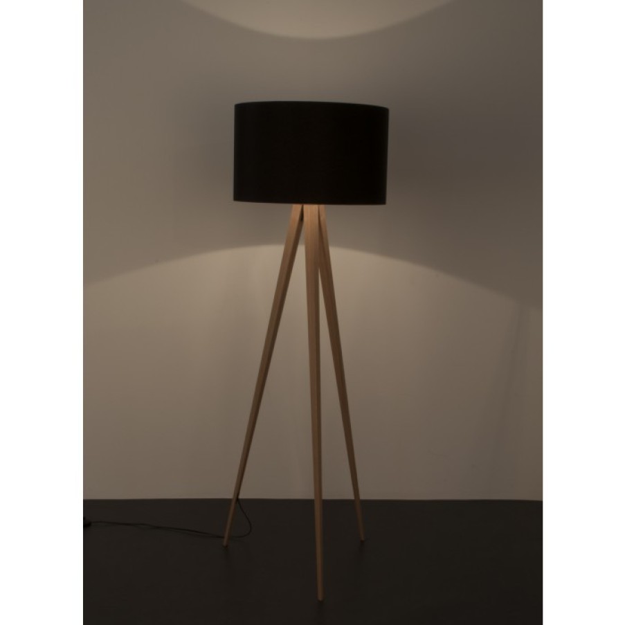 Verlichting Verlichting | Zuiver Tripod Wood Staande Lamp Zwart Cm Dia50 X H151