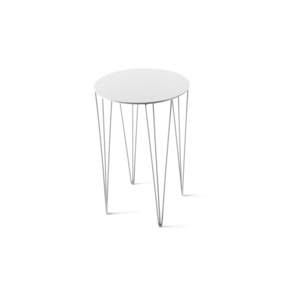 Meubelen Meubelen Bijzet- En Salontafels | Atipico Chele Tafel Wit Rond Cm Dia35 X H50