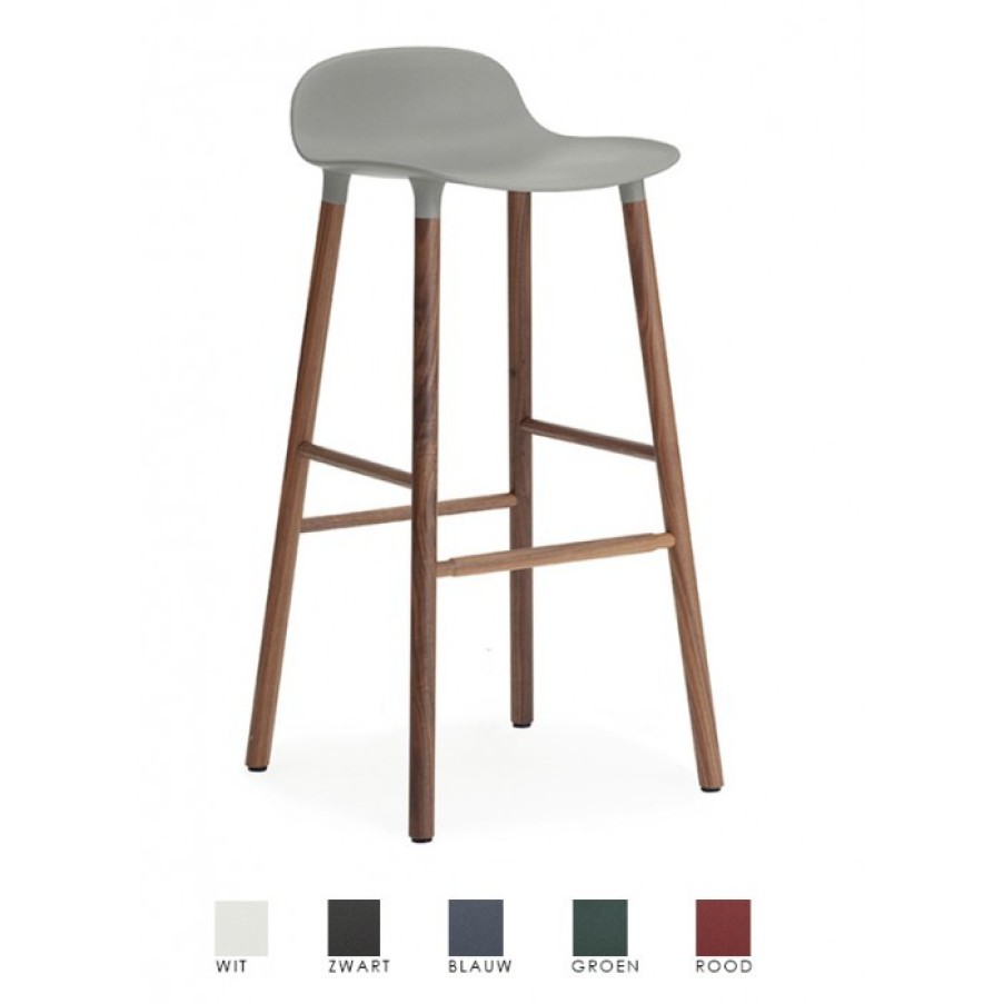 Meubelen Meubelen Barstoelen | Normann Copenhagen Form Barstoel Walnoot Poten Set Van 2 Cm 45 X 45 X H87