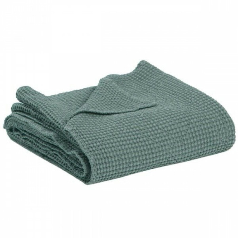 Textiel Textiel | Vivaraise Plaid Maia Stonewashed Vert De Gris