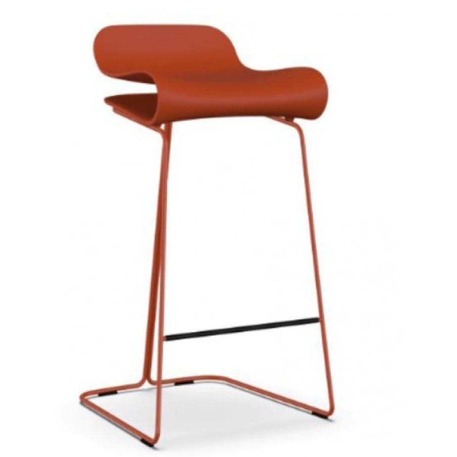 Meubelen Meubelen Barstoelen | Kristalia Bcn Barstoel Rood Cm 44 X 45 X H78