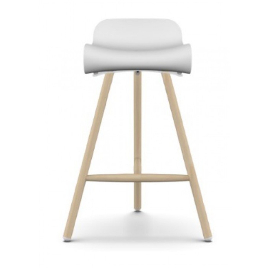 Meubelen Meubelen Barstoelen | Kristalia Bcn Barstoel Wit/Beuk Cm 54 X 52 X H78