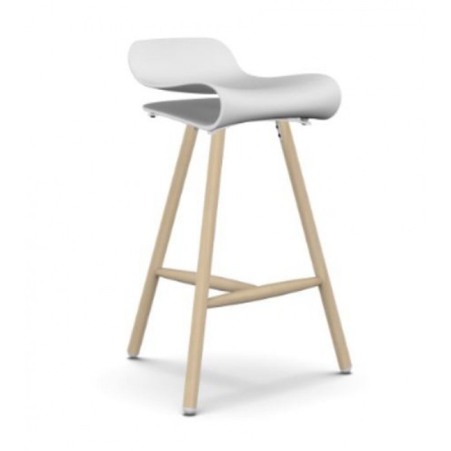 Meubelen Meubelen Barstoelen | Kristalia Bcn Barstoel Wit/Beuk Cm 54 X 52 X H78