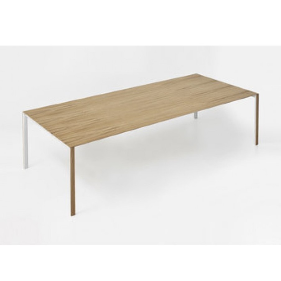 Meubelen Meubelen Eettafels | Kristalia Thin-K Longo Tafel Wit/Eik