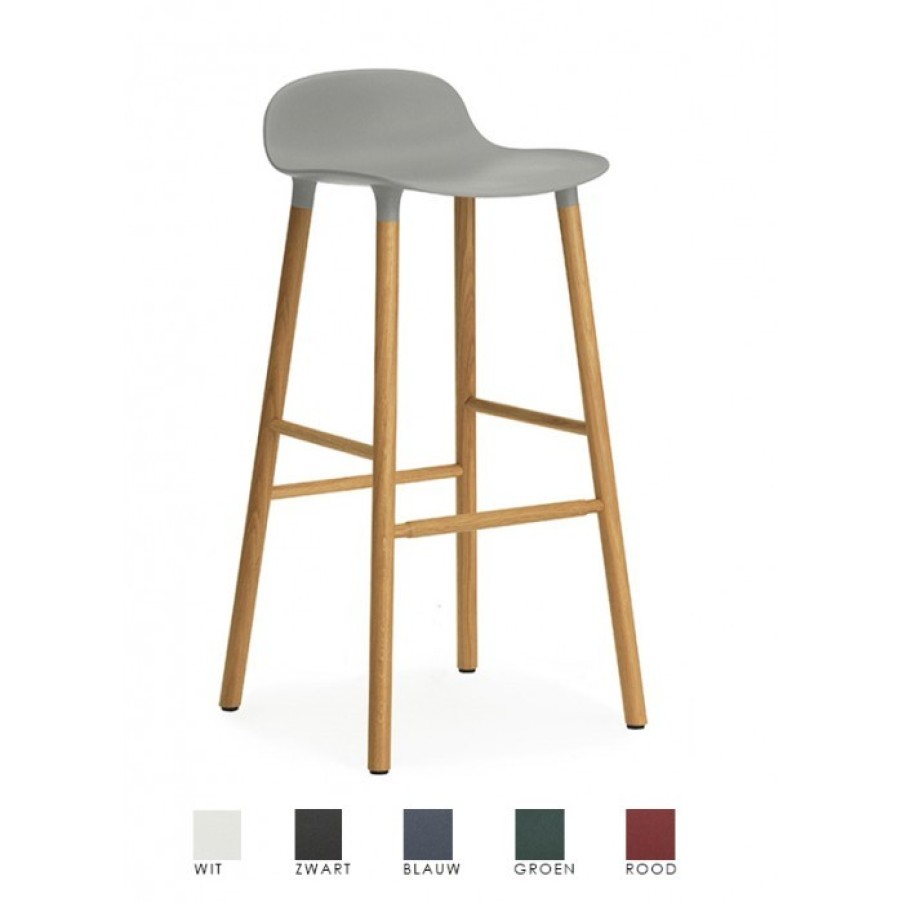 Meubelen Meubelen Barstoelen | Normann Copenhagen Form Barstoel Eiken Poten Set Van 2 Cm 45 X 45 X H87