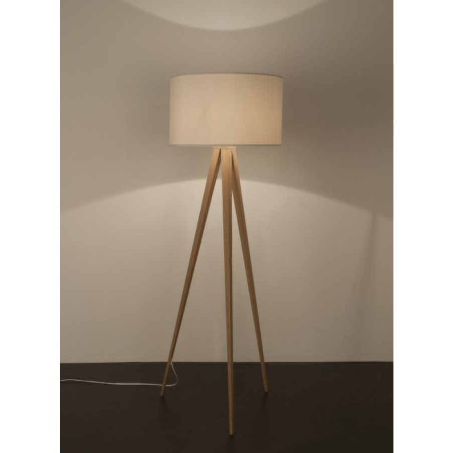 Verlichting Verlichting | Zuiver Tripod Wood Staande Lamp Wit Cm Dia50 X H151