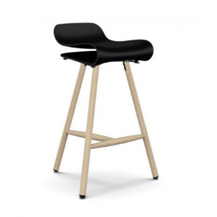 Meubelen Meubelen Barstoelen | Kristalia Bcn Barstoel Zwart/Beuk Cm 54 X 52 X H78