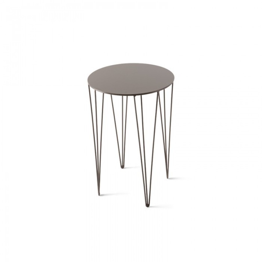 Meubelen Meubelen Bijzet- En Salontafels | Atipico Chele Tafel Taupe Rond Cm Dia35 X H50