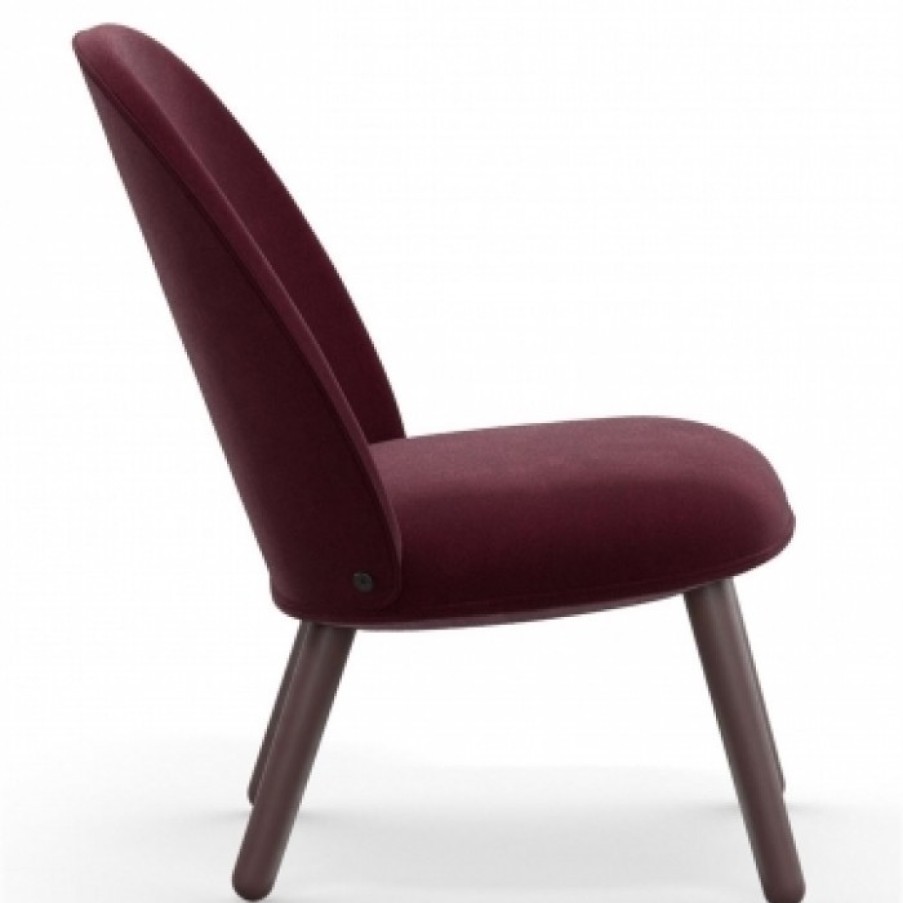 Meubelen Meubelen Relaxstoelen | Normann Copenhagen Ace Lounge Stoel Bordeaux Velvet & Eik