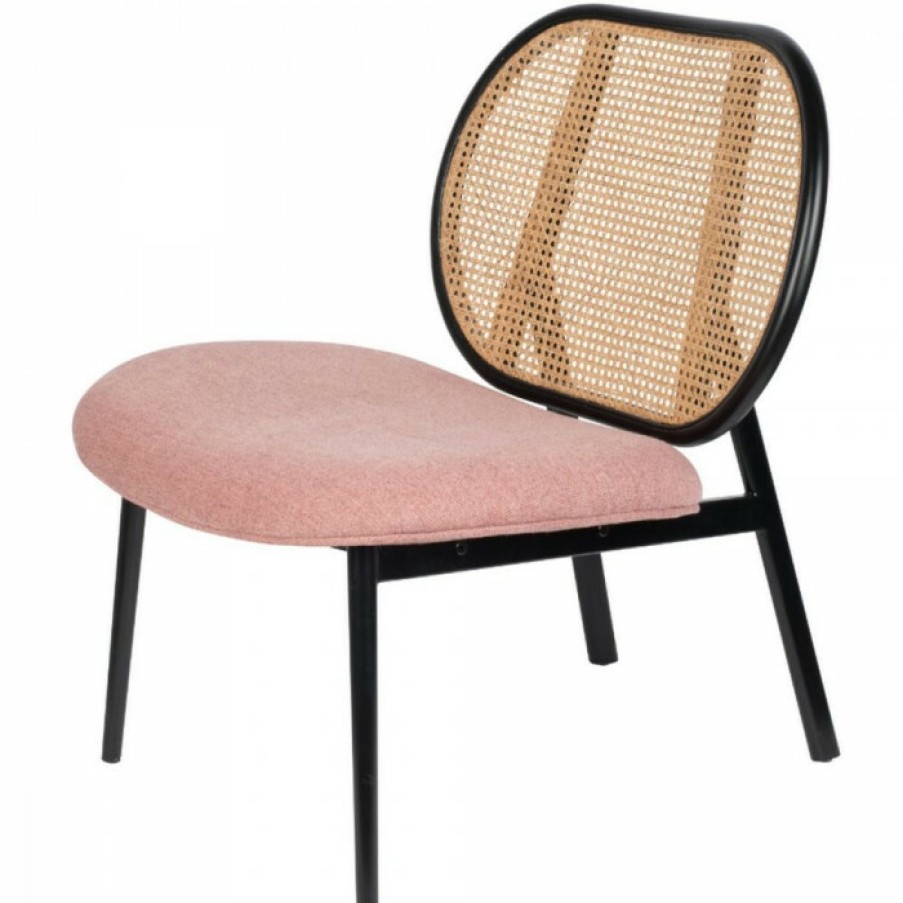 Meubelen Meubelen Relaxstoelen | Zuiver Loungestoel Spike Roze/Naturel